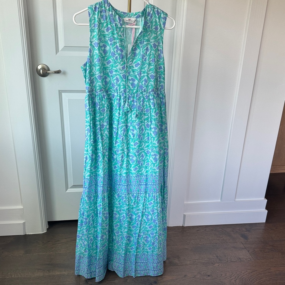 J. Crew Vibrant Blue and Green Maxi Dress